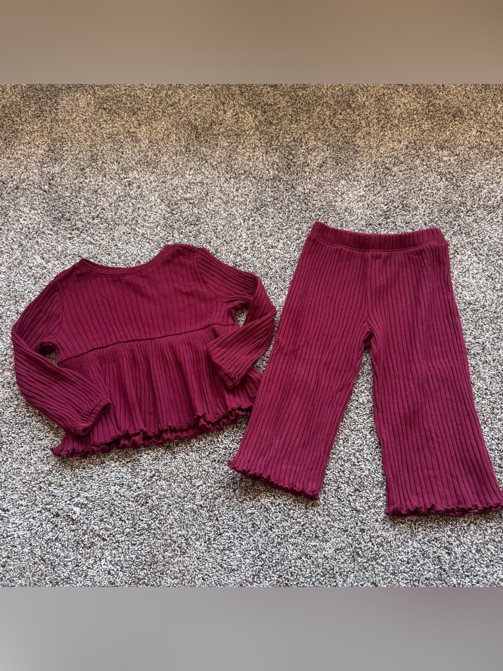 Old Navy Ribbed Peplum Top & Pants Set - Burgundy